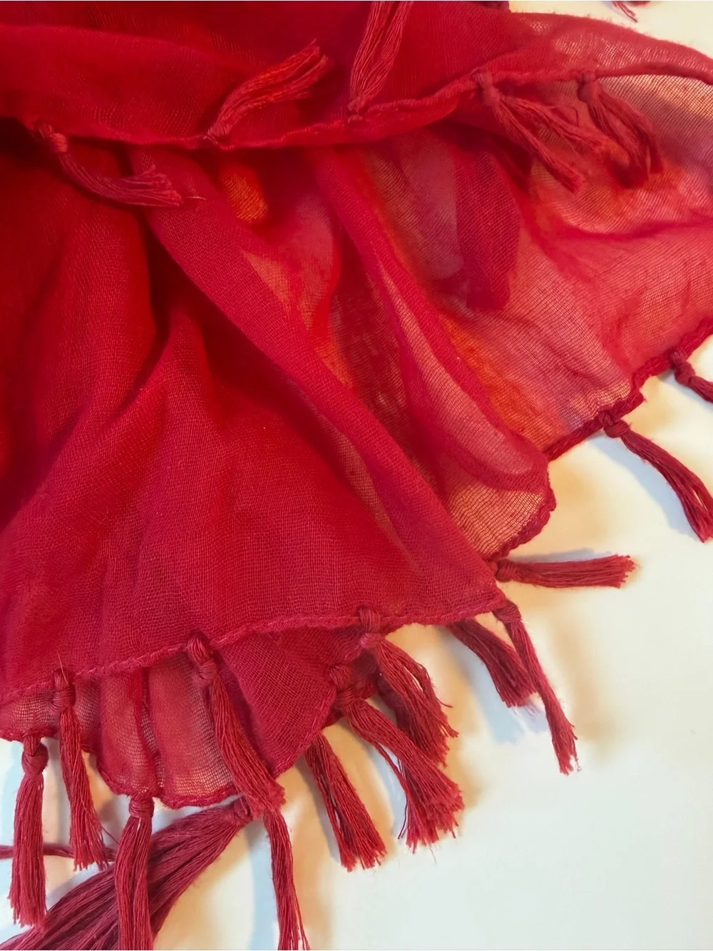 Red Lightweight Fringe Tassel Scarf - Women Accessories